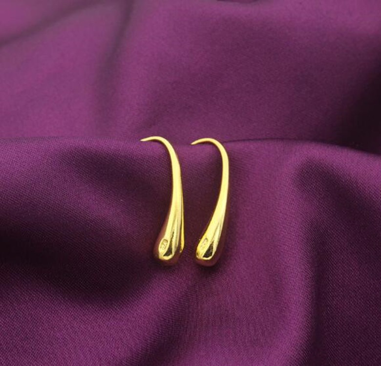 Womens 18K Yellow Gold Filled Elegant Teardrop Charm Fashion Earrings #E235