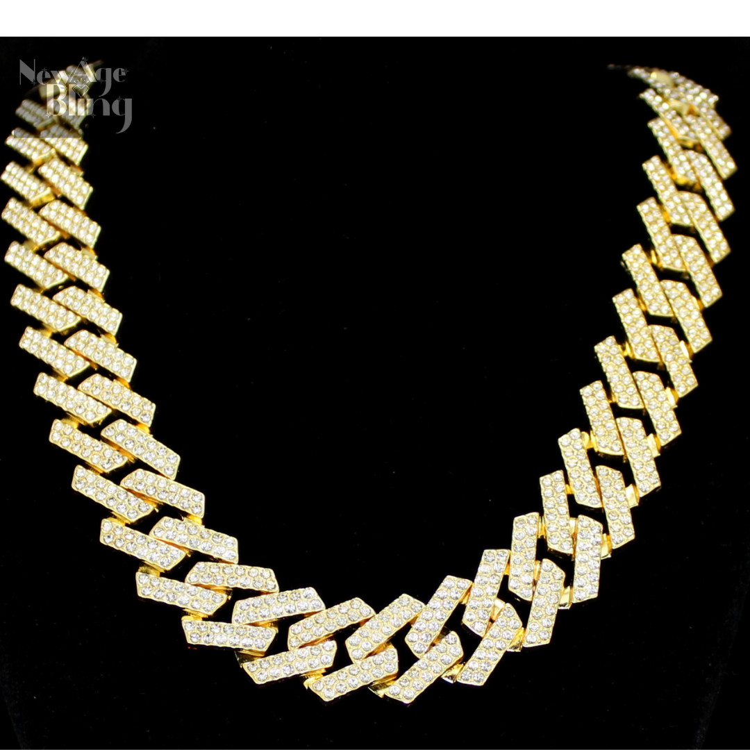 20mm Iced Square Miami Cuban Link 14k Gold Plated 7″-30″ Cubic Zirconia Necklace
