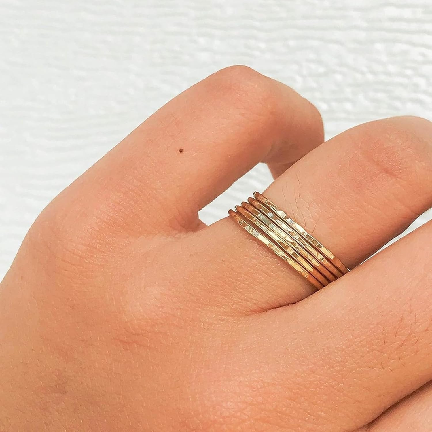 Thin Hammered Gold Rings, Minimalist Stacking Jewelry