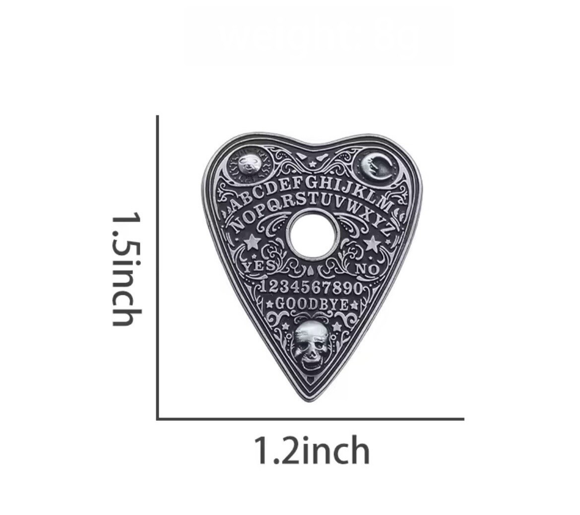 Ouija Board Planchette Metal Style 1pc Pin Double Rubber Pin Backer Parody Fun