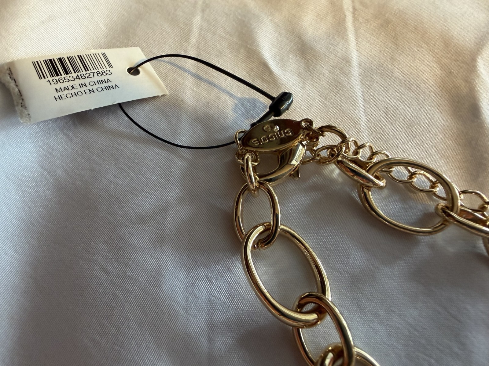 New Chico’s chain link fancy gold tone necklace and earrings