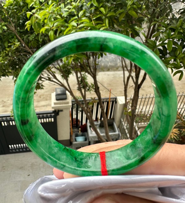 Natural Grade AAA Ice Green Burmese Jade jadeite bracelet bangle Women 56MM