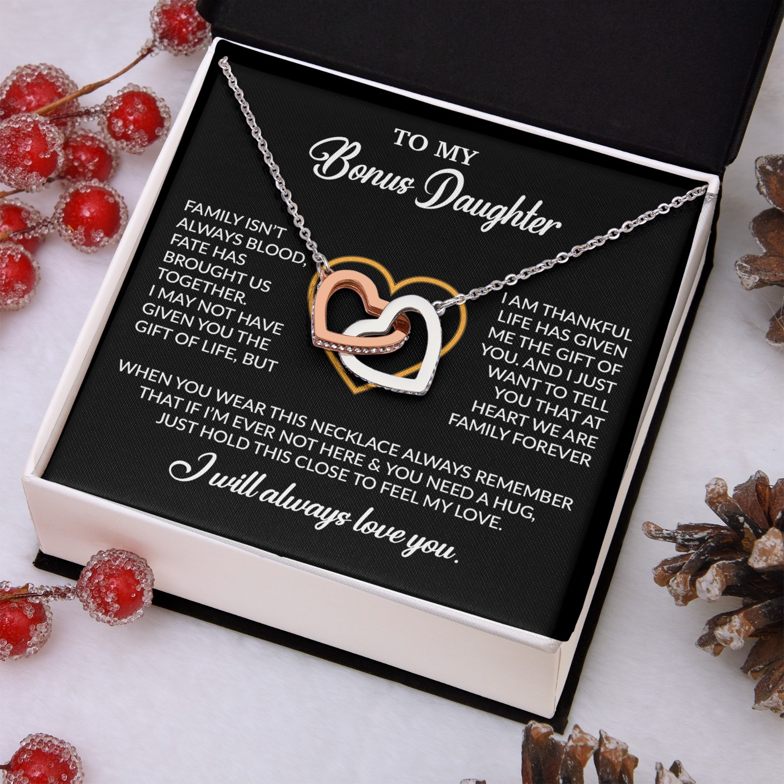 To My Bonus Daughter Necklace, Gift for Bonus Daughter, Step Daughter Birthday