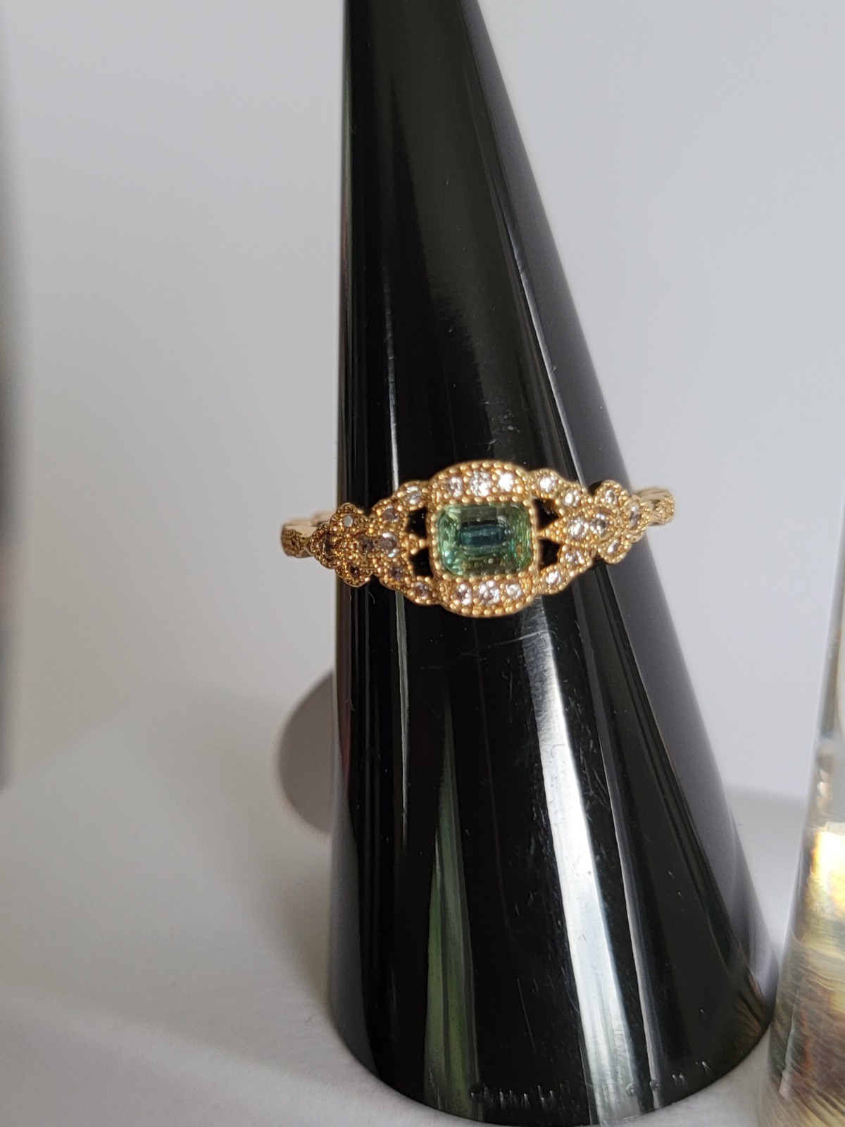 Bomb Party OG 7 “Garden Crest Ring” LC Paraiba Tourmaline, Gold Plating