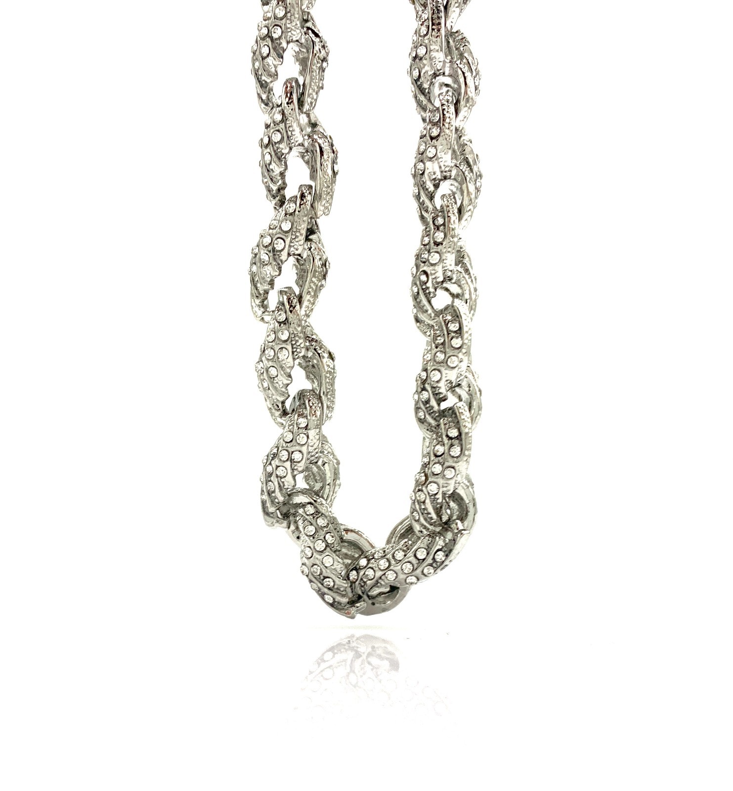 14k Gold/White Gold Iced-Out 10mm Rope Chain Necklace