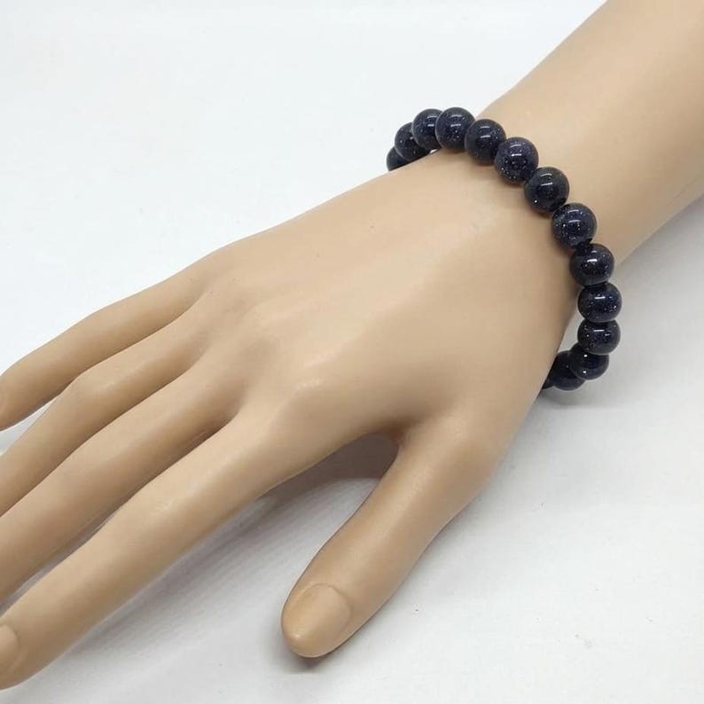 Blue Sunsitara Bracelet Sparkling Midnight Beads, Minimal Daily Wear Gift