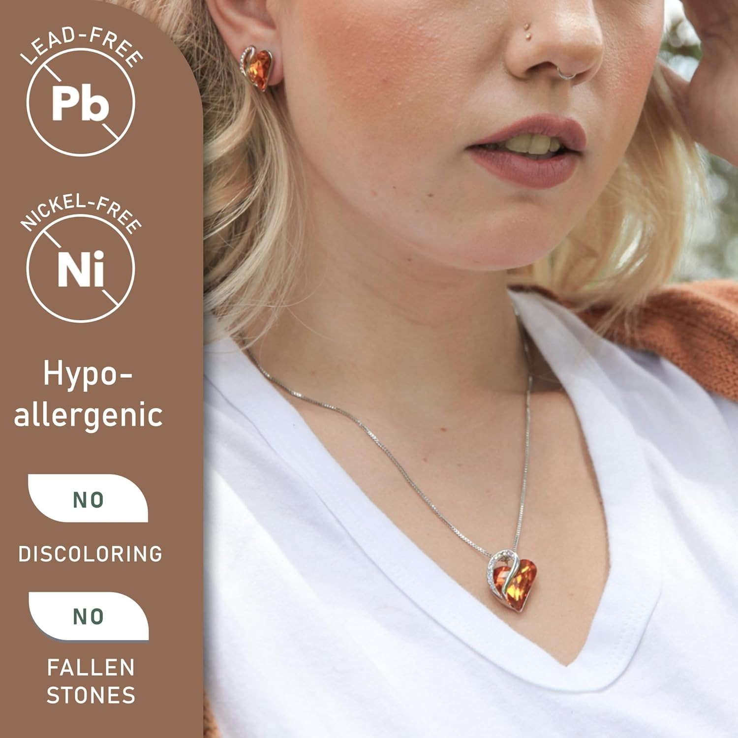 Gift Necklaces for Women, Infinity Love Birthstone Heart Crystal Pendant, Birthd