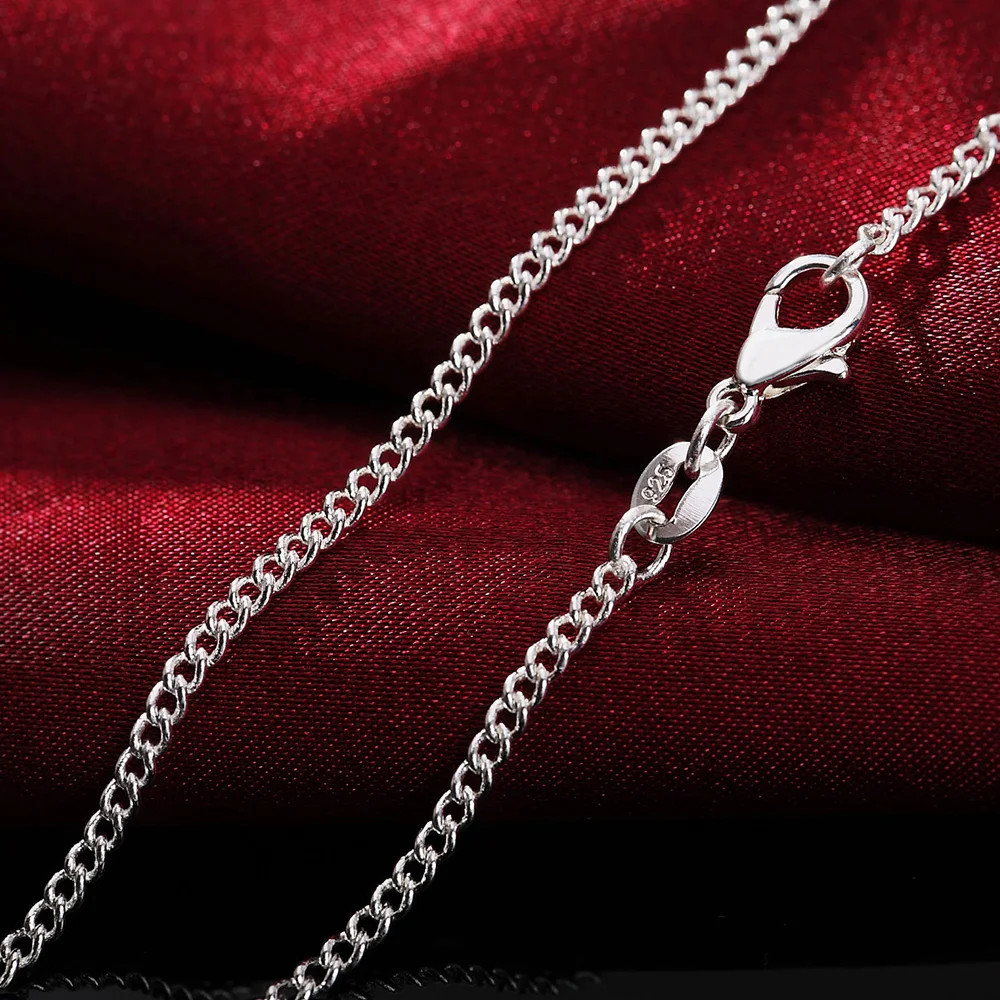 925 Sterling Silver Necklace Classic Chain 2mm 16-30 Inch Length Women Jewelry
