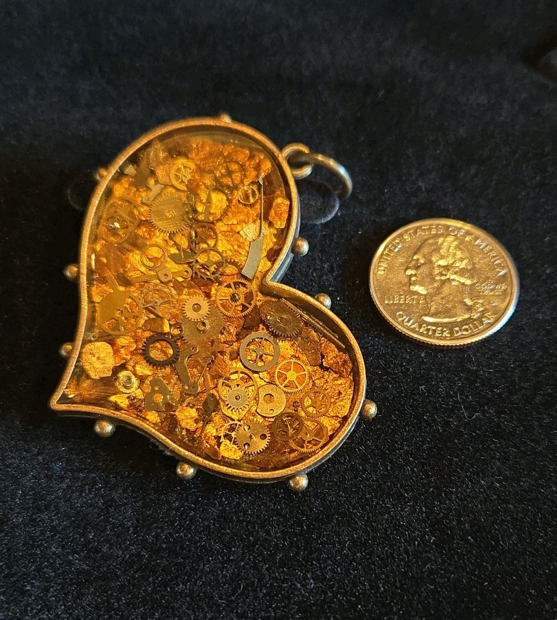 Victorian Streampunk Heart Clock Gears Handmade Necklace Amulet Pendant Jewelry