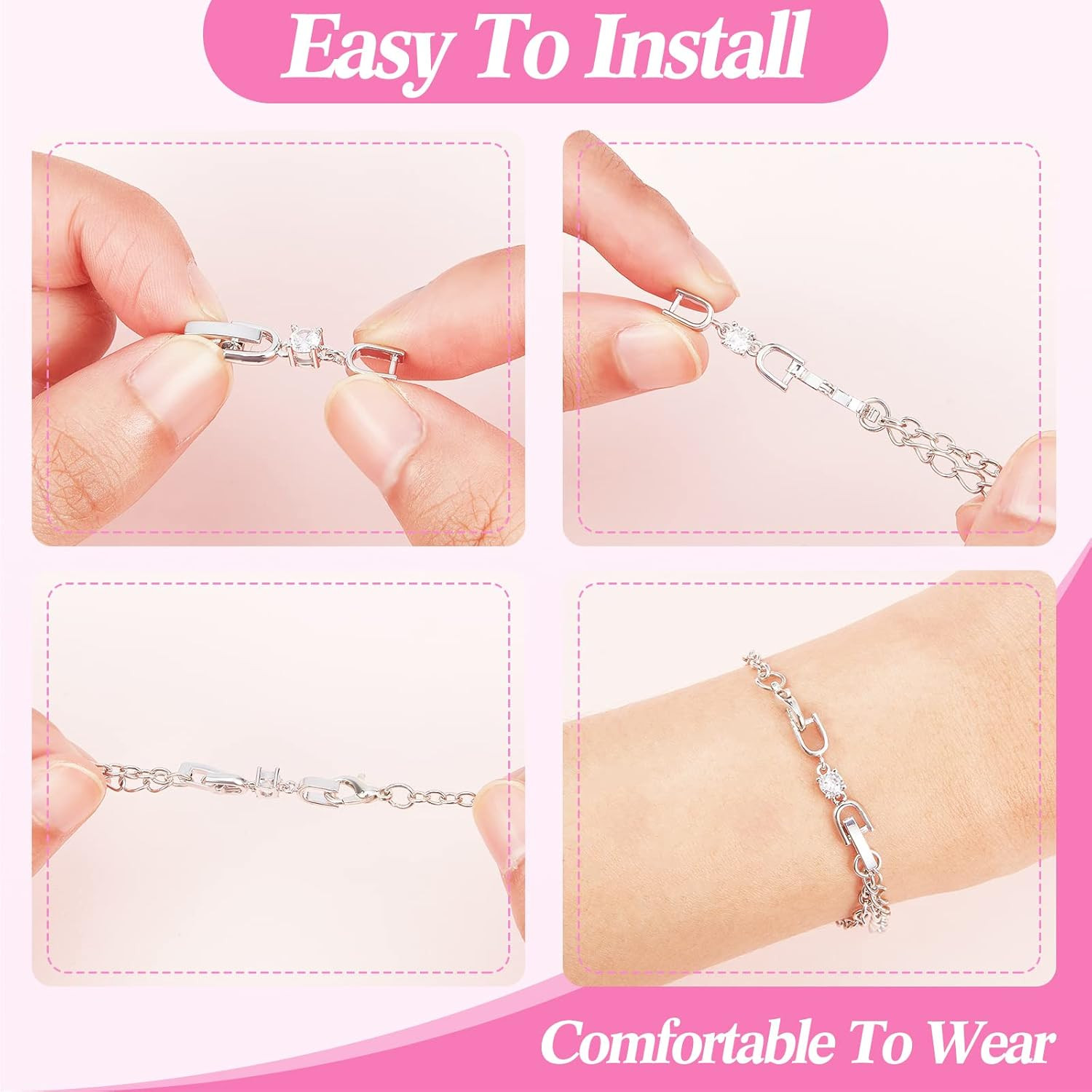 12 Pcs Bracelet Extender Clasp Fold over Necklace Extenders Bracelet