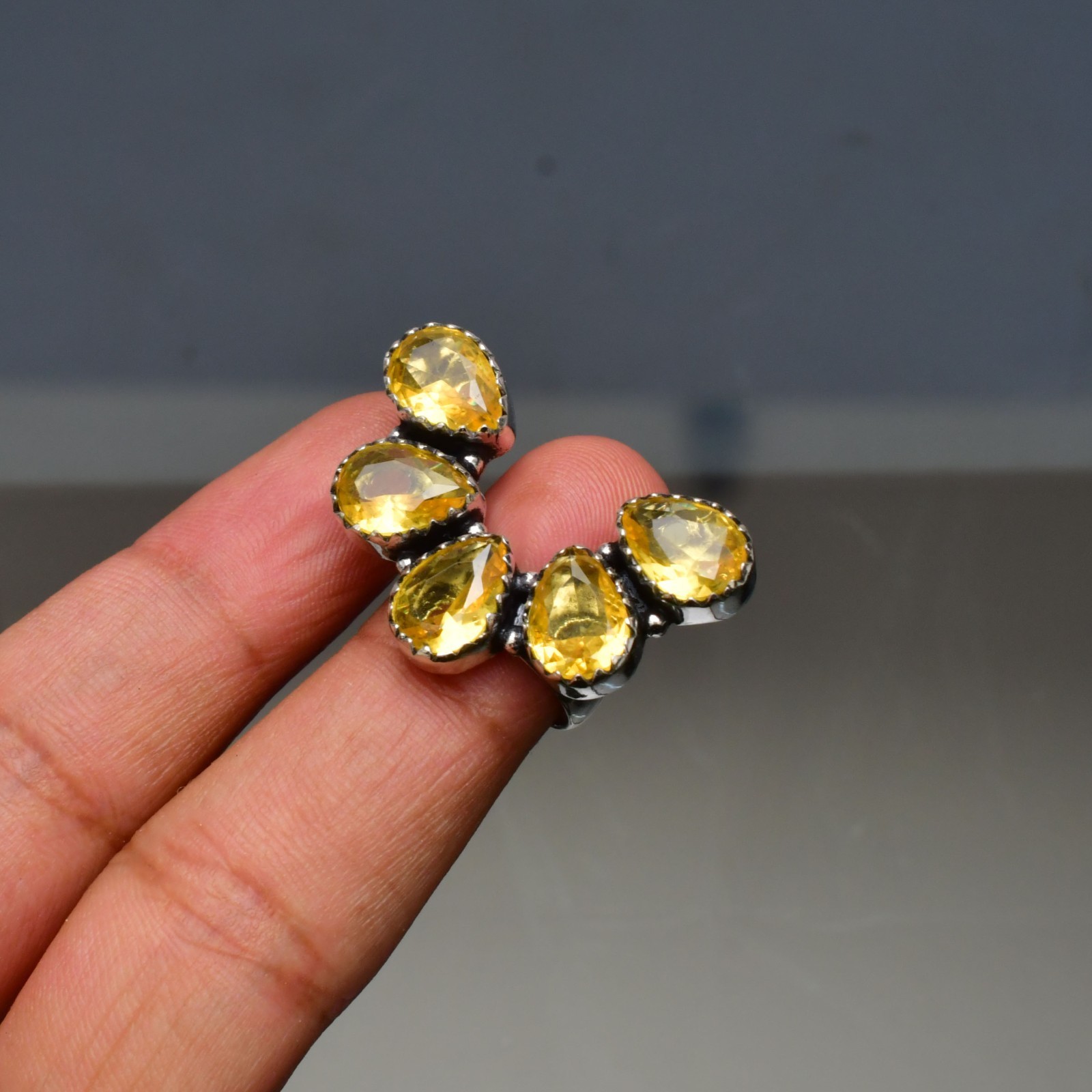 Citrine (Lab-Created)Gemstone 925 sterling silver Handmade Ring- All Size