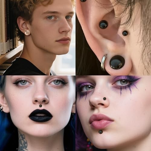 Glass Ear Stretching Kit 0.5mm Increment Gauges 16G – 00G 8.5mm-10mm Black