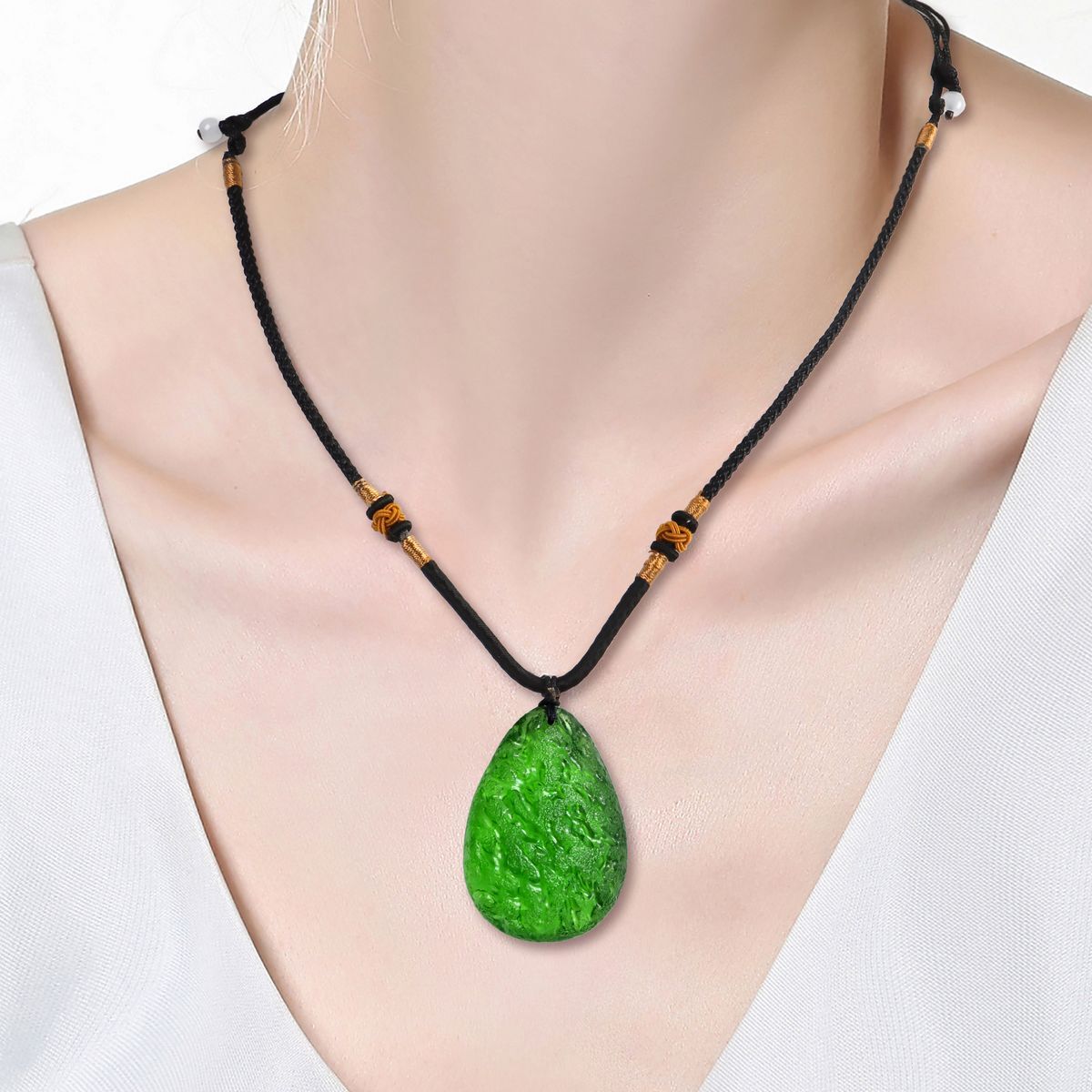 Green Natural Crystal Pendant Gem Moldavite Meteorite Impact Healing Necklace US