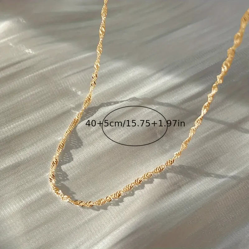 18K Gold Plated Stainless Steel Necklace Clavicle Chain Women Girl Jewelry Gift
