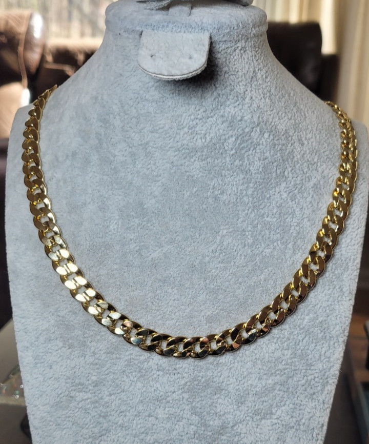 14K Gold Triple Plated Cuban Concave Link Chain, 9mm, 30″, 70gms