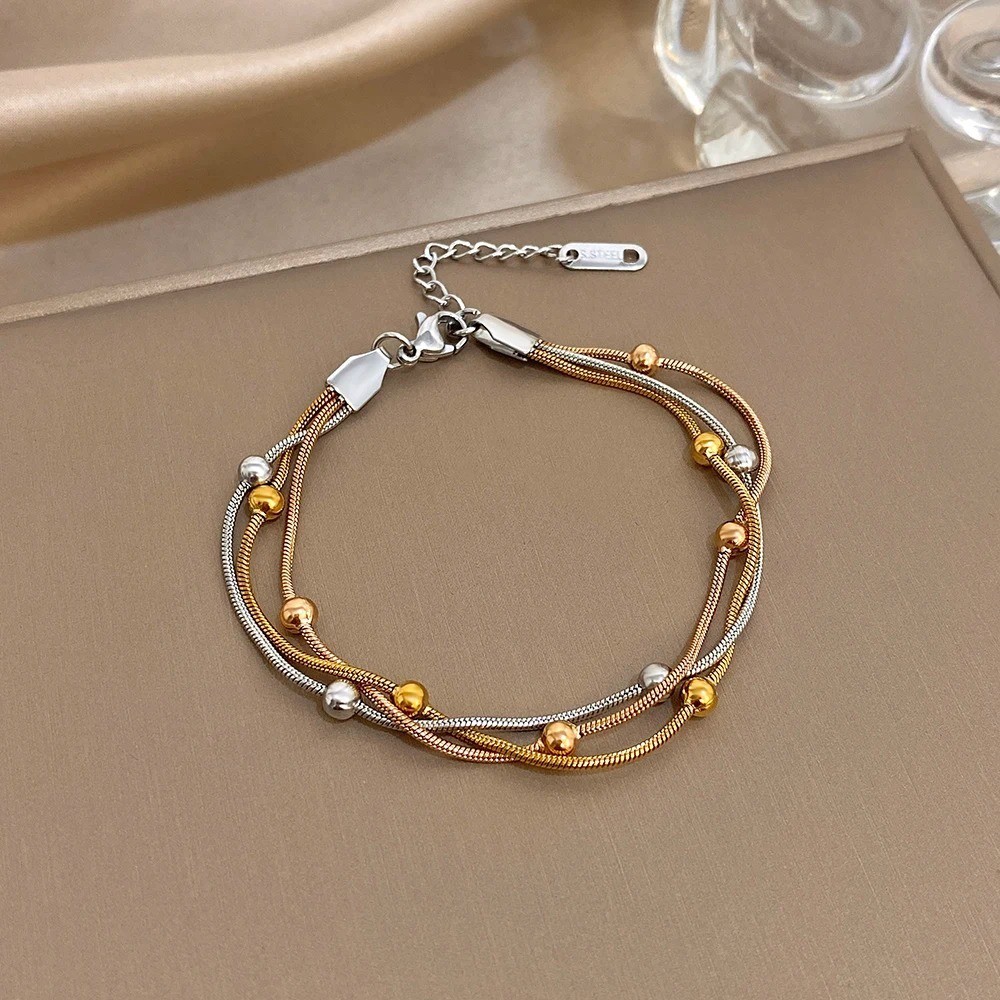 Women’s Gold Silver Color Stainless Steel Multilayer Wrap Bracelet Jewelry