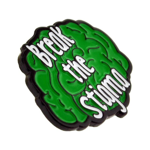 PinMart’s Mental Health Green Awareness Ribbon Break The Stigma Enamel Pin Set