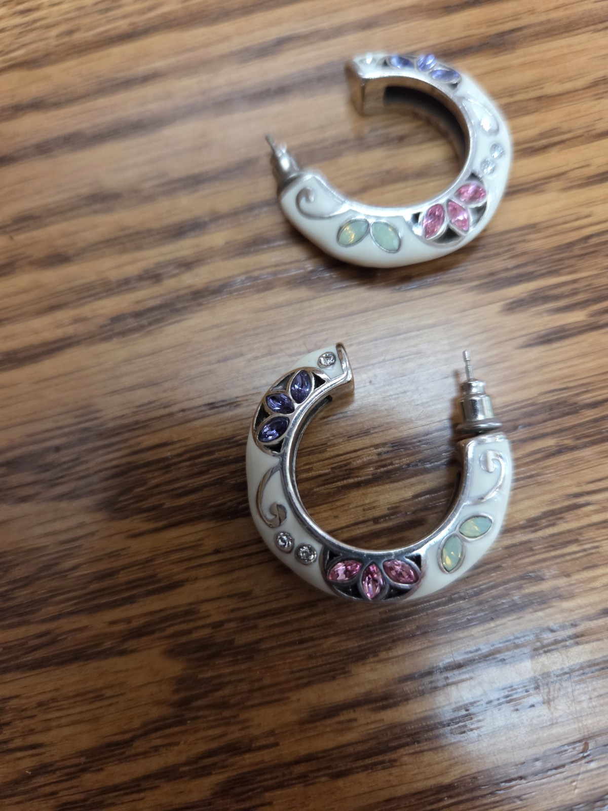 Brighton Floral Giardino Enamel Crescent Hoop Earrings, Multicolor rhinestone