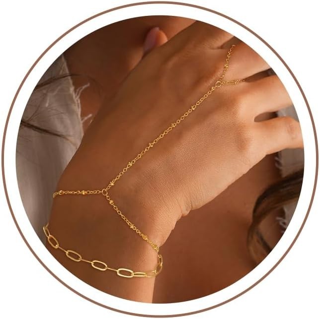 Hypoallergenic 14K Gold Plated Hand Chain Bracelet – Perfect for All Occasions