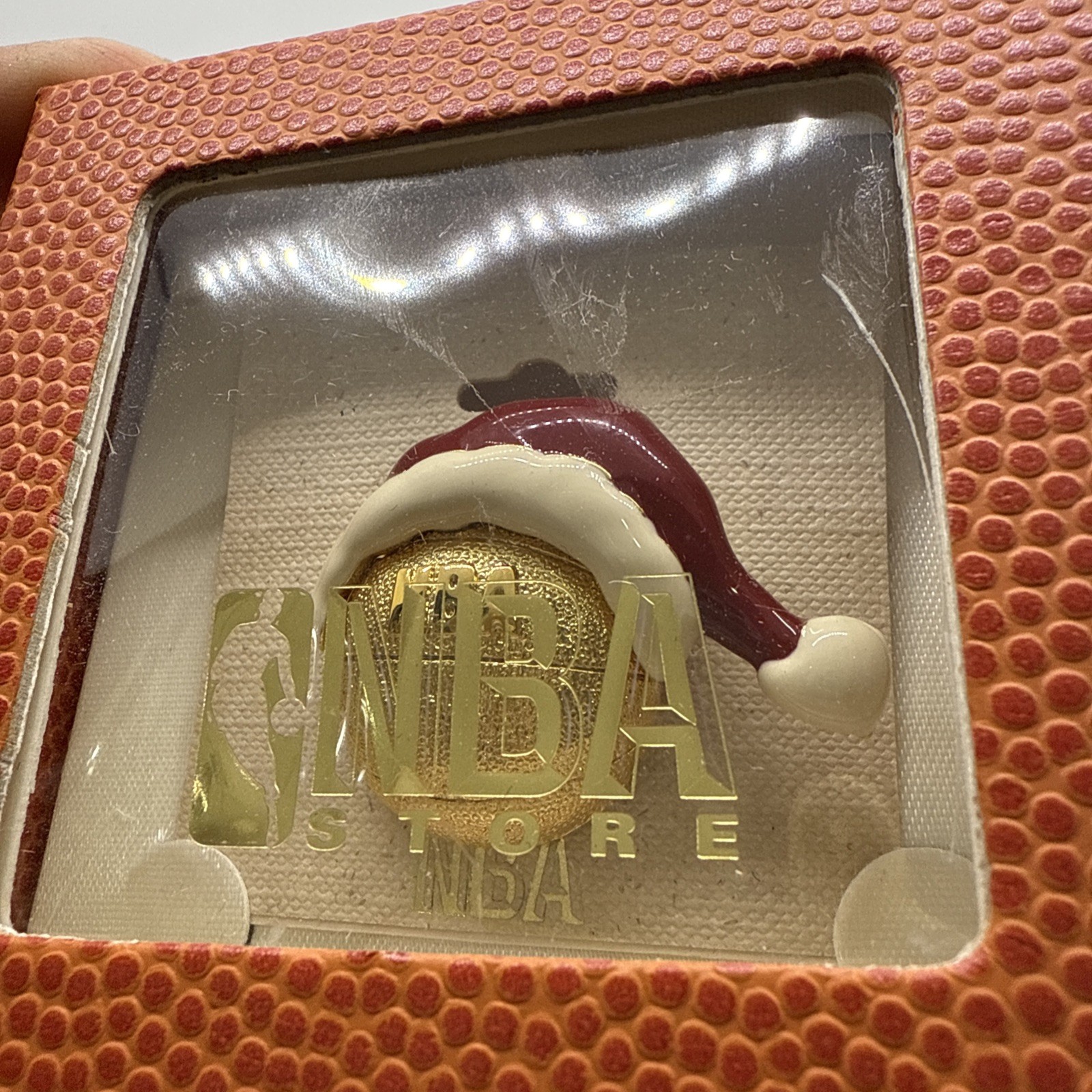 NBA Store Basketball With Festive Santa’s Hat Pin Broch in box