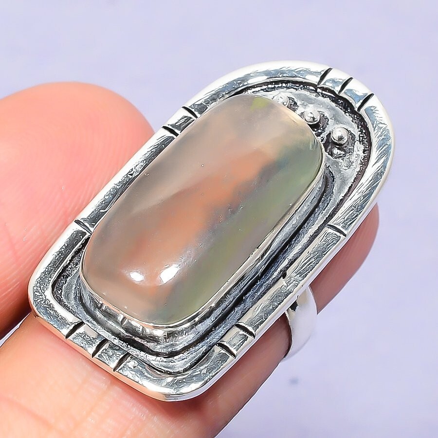 Anniversary Gift For Her Fluorite Natural Cluster Ring Size 7 Silver Jewelry