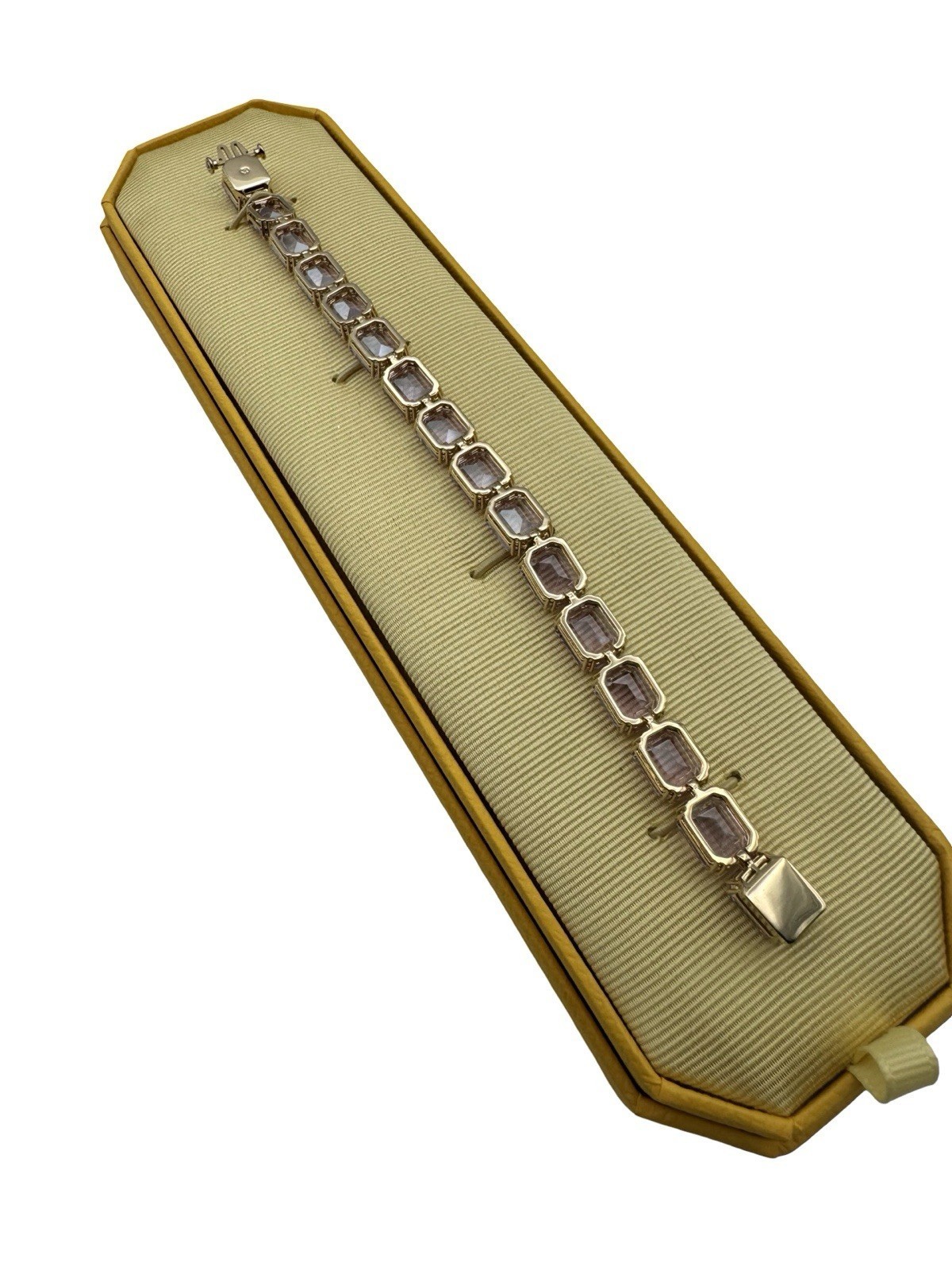 Swarovski Millenia Tennis Bracelet Octagon Purple Crystal Gold Tone