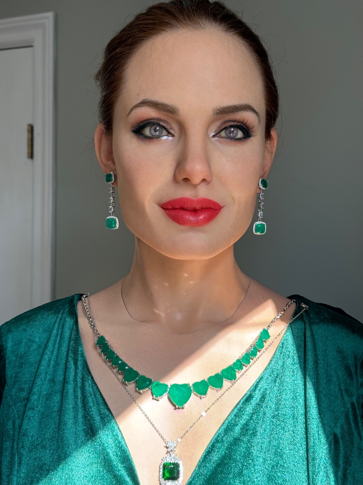 Star Of Hollywood, Emerald Dangle Drop Earrings