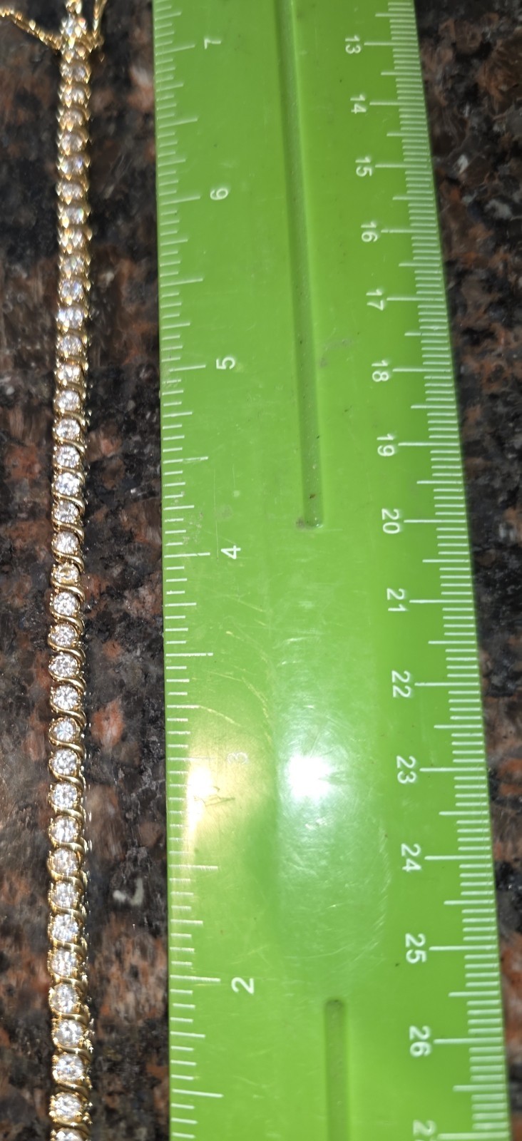 7¼” CZ & Plated Yellow Gold TENNIS BRACELET [no carat stamp]