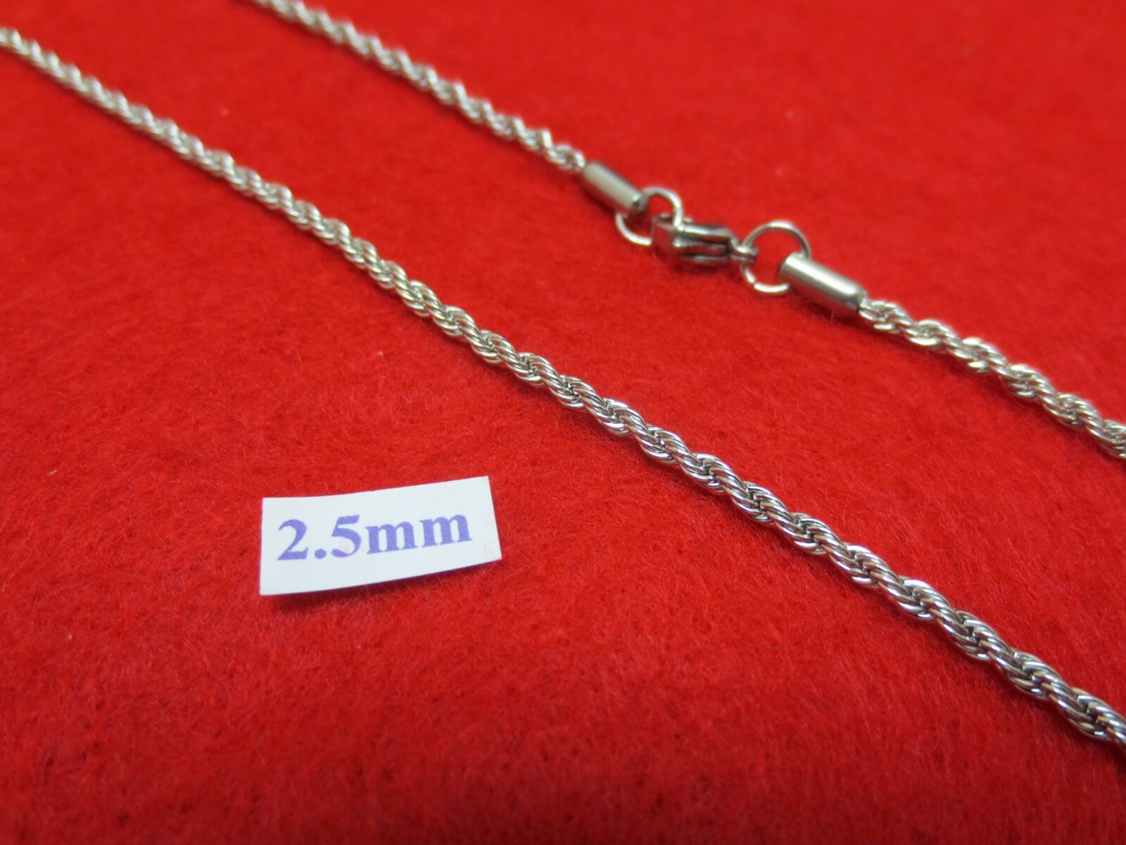 QUICK SHIP 18″-30″ 2.5MM STAINLESS STEEL SILVER ROPE CHAIN NECKLACE- USA SELLER
