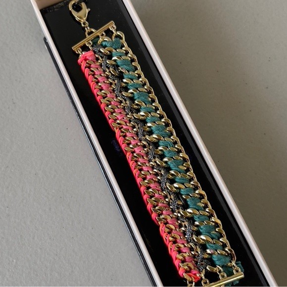 Victoria’s Secret Gold Multi Strand Braided Fabric Chain Bracelet Angel Wing NEW