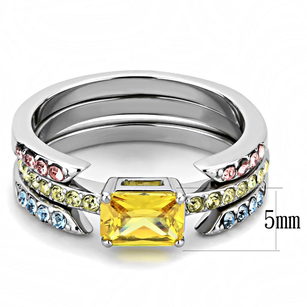 TK3526 – High polished (no plating) Stainless Steel Ring with AAA Grade CZ in