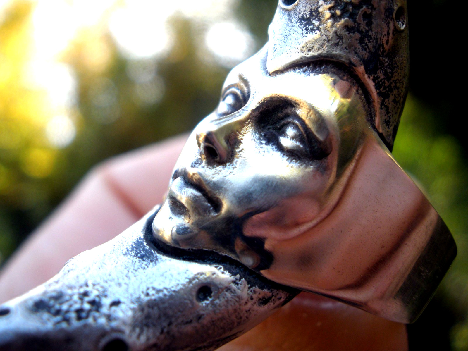 Moon Goddess Silver Ring, Crescent Moon Face Ring