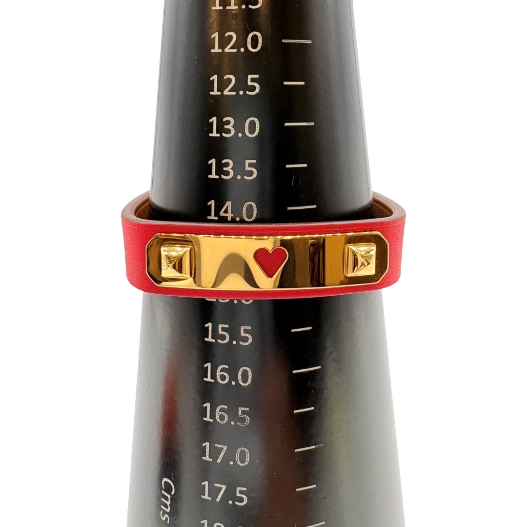 Authentic HERMES T2 As de Coeur Y Stamp Bracelet Red Leather #36638568