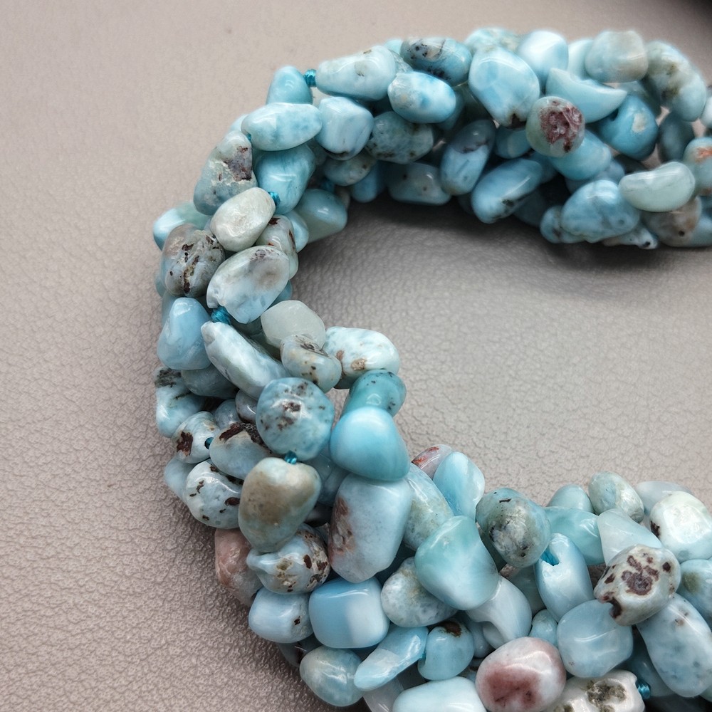 Natural Blue Larimar Gemstone Handmade Beaded Bracelet