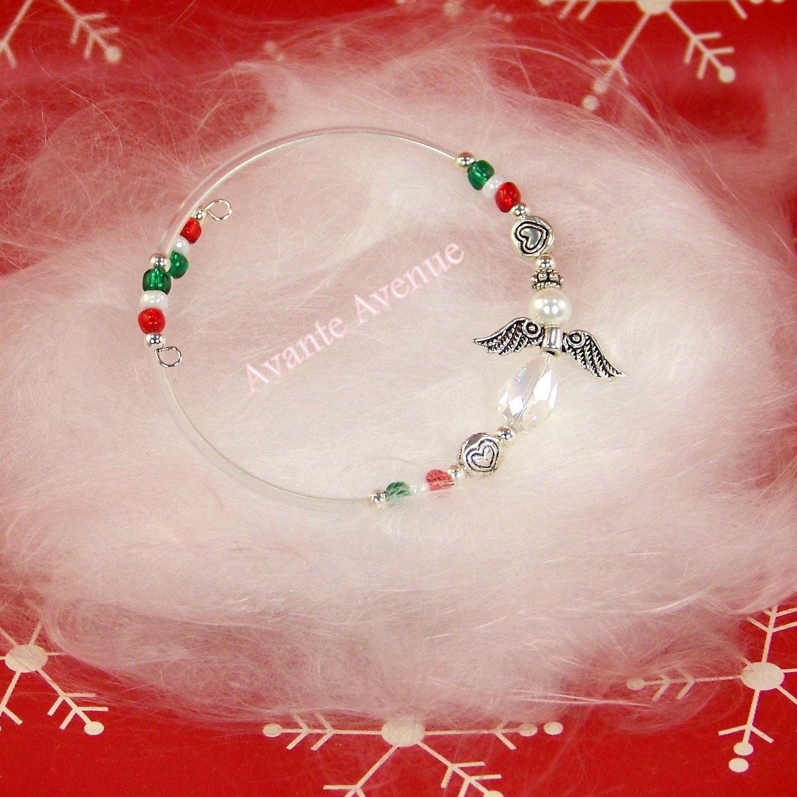 Christmas BRACELET Bangle 6.5-in to 7.5-in Heart ANGEL CB Avante Avenue