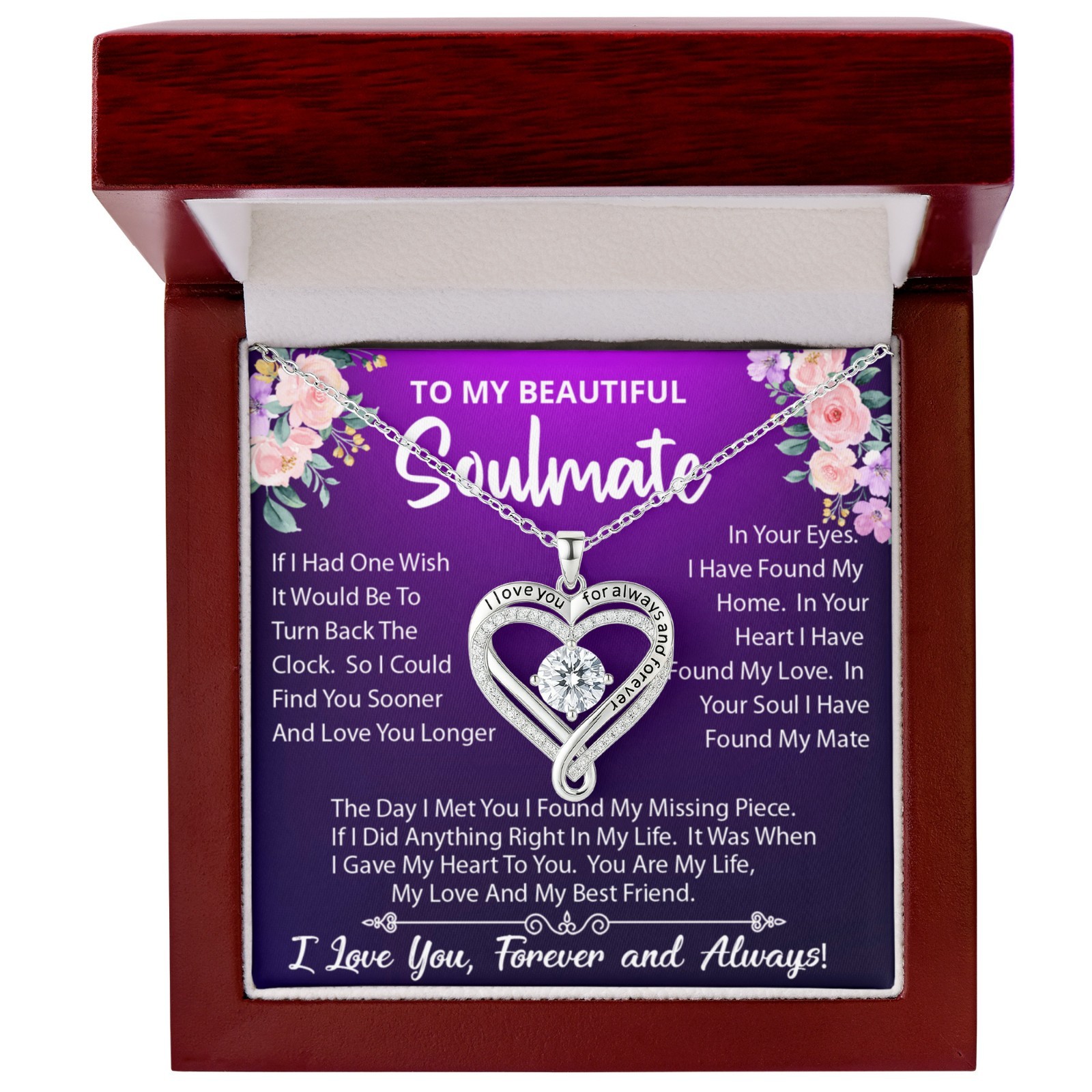 To My Soulmate Necklace Birthday/Anniversary/Valentine Gift for Wife/Girlfriend