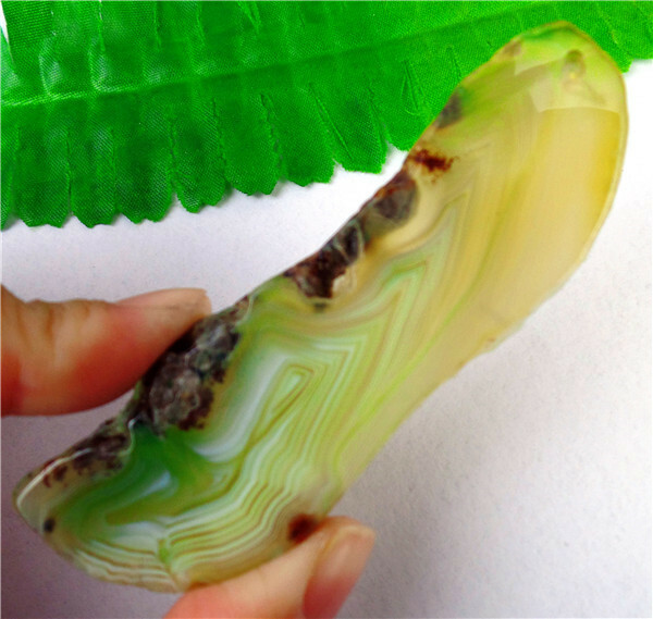 84x28x5mm Green And Yellow Stripes Onyx Agate Slab/slice Pendant Bead EA82827
