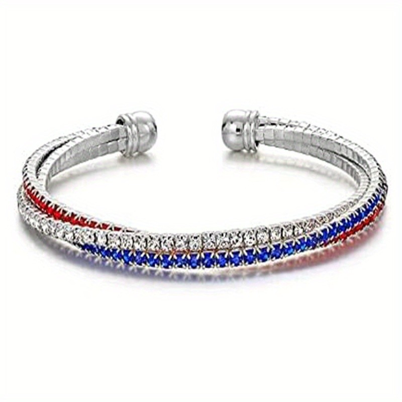 Red White Blue Bracelet USA Patriotic Bangle 4th of July Jewelry Gift for Women