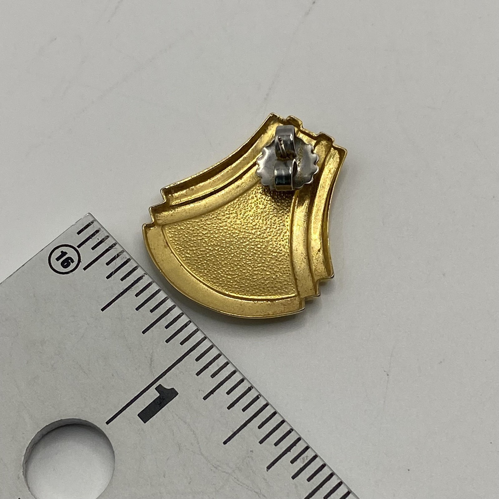 Gold Tone Blue Enamel Fan Stud Earrings Womens Butterfly 1 In Retro Jewelry