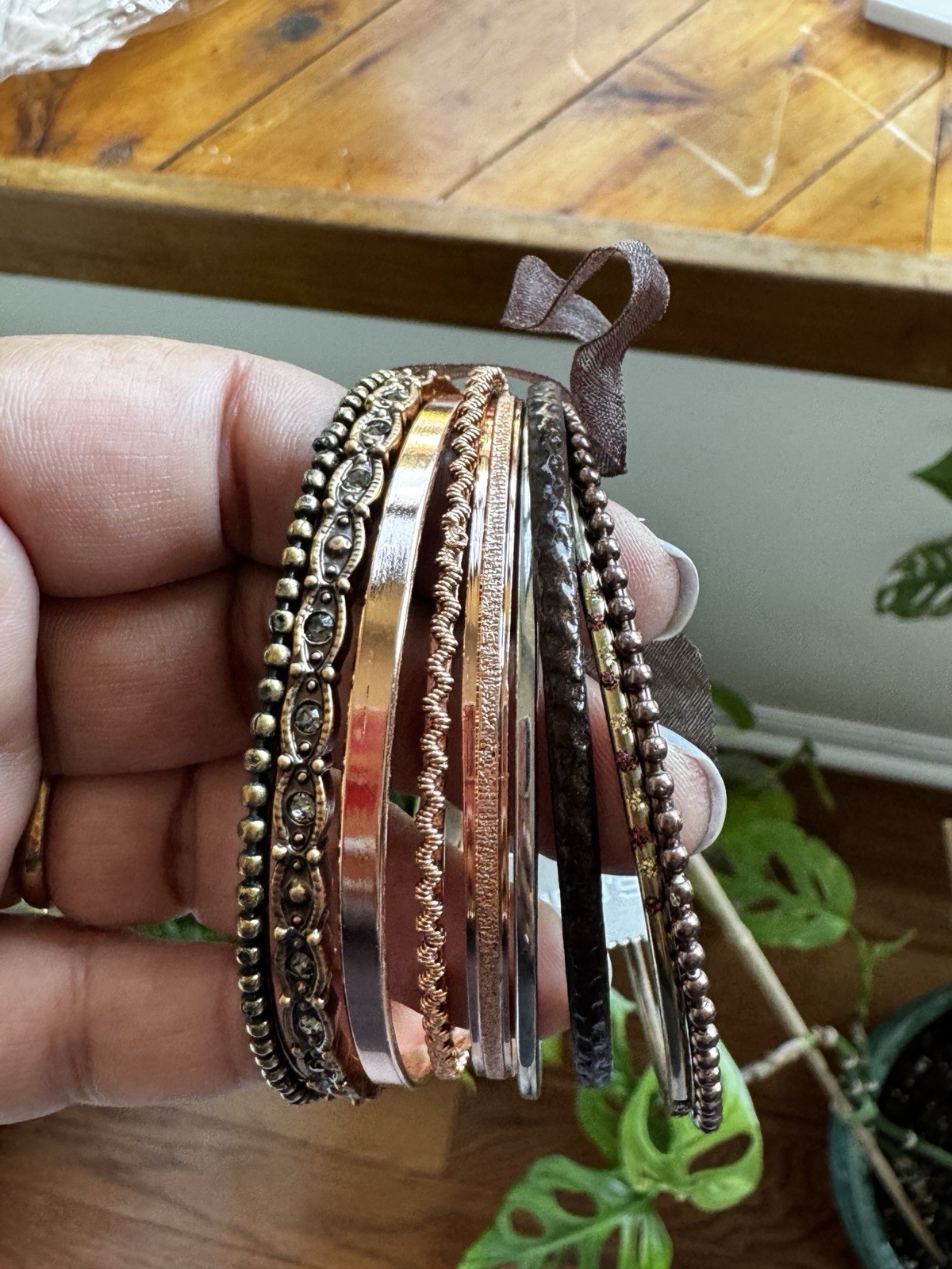Chico’s Stackable Multicolor Mixed Metal Bangle Bracelet Set Slip-On, No Stone