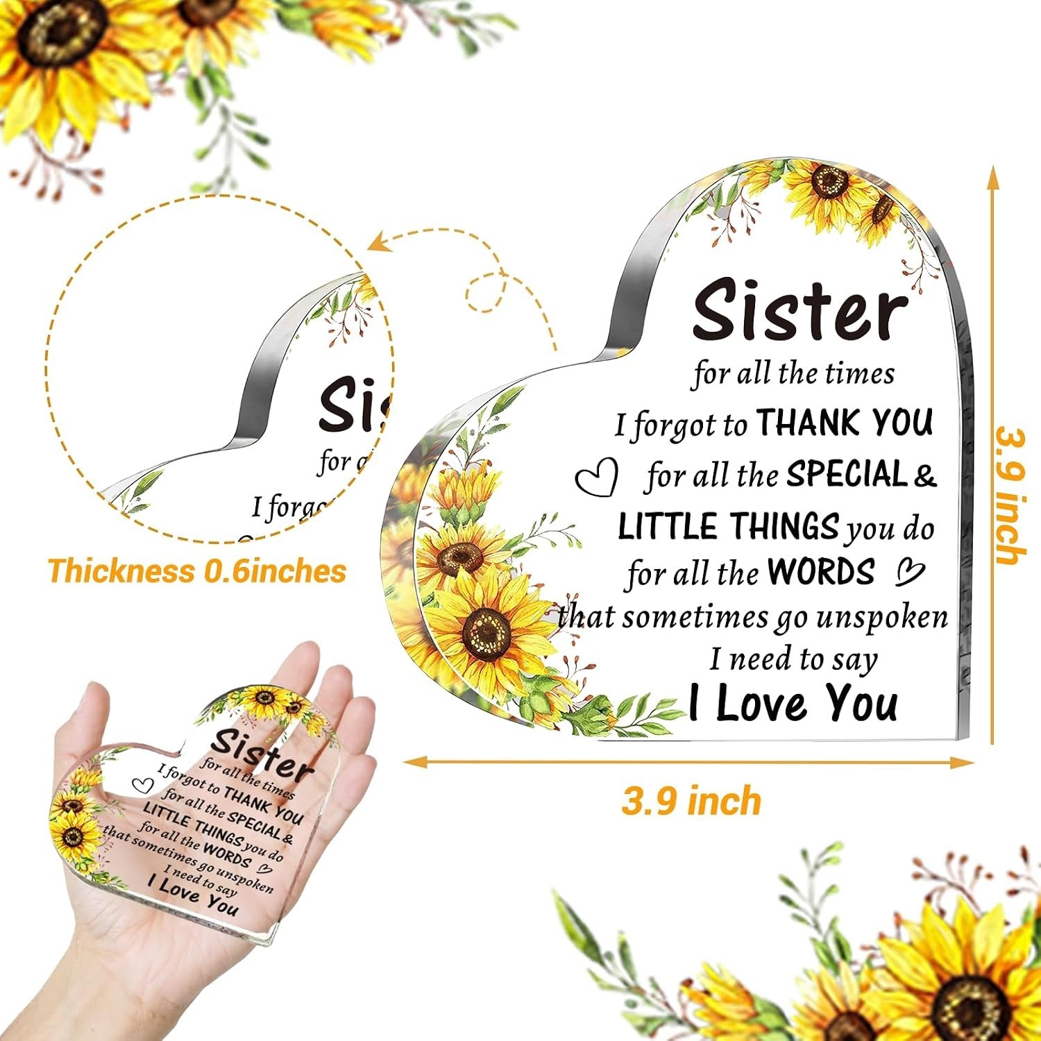 Beautiful Heart-Shaped Acrylic Sign – Cherished Gift for Sister’s Milestones
