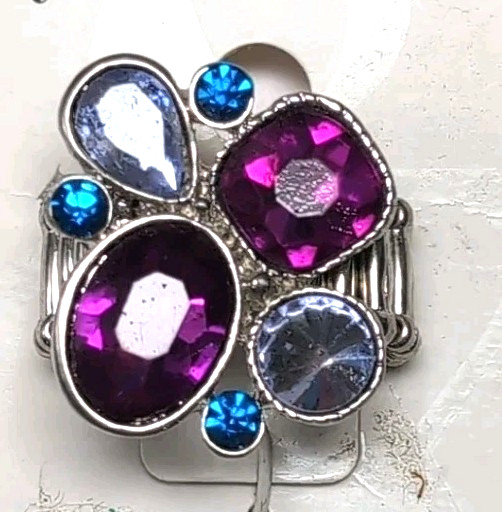 Style & Co Cluster Ring Faux Gemstones One Size Fits All Elastic Band Jewelry