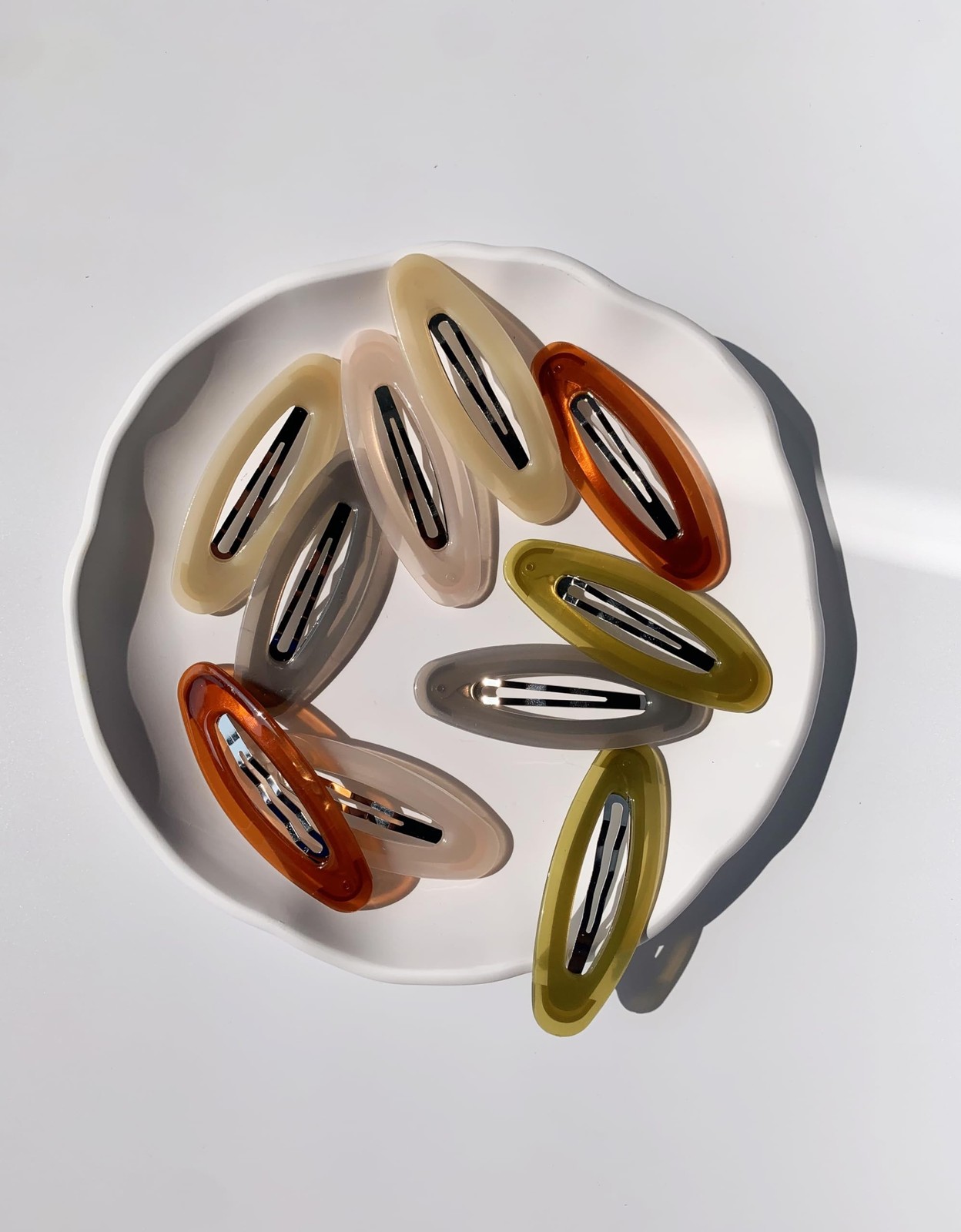 10 Pieces 3.2 Inch Big Oval Shape Women Hair Clips Metal Acrylic Resin No Sli…