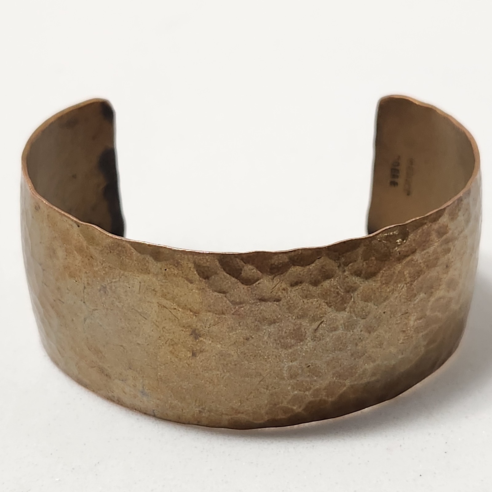1970s Mexico Cobre Hammered Copper Cuff Bracelet 1″ Wide Retro Modernist 30g Vtg