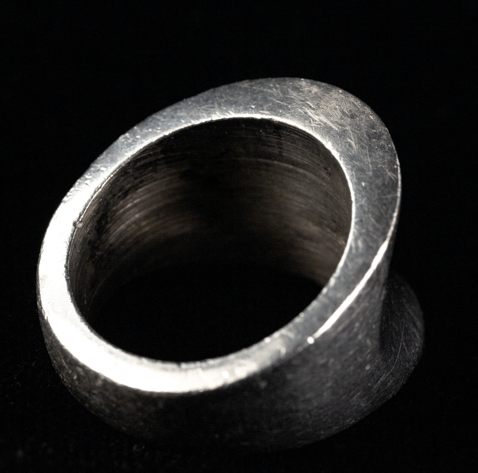 Chunky Concave 12g Sterling Silver Ring US Sz 5 23mm Mexico? USED Visible Wear