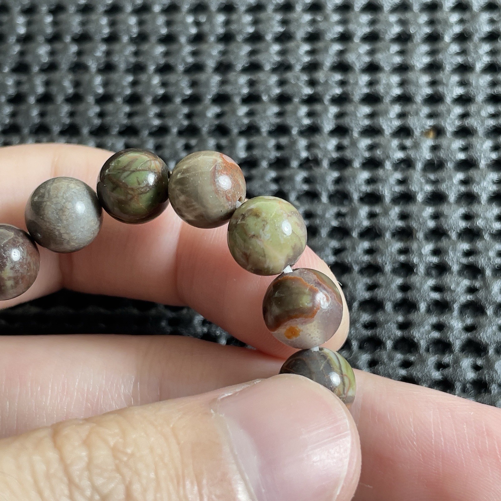 8mm Rainforest Agate Natural Gemstone Bracelet Stretchy Minimalist Jewelry