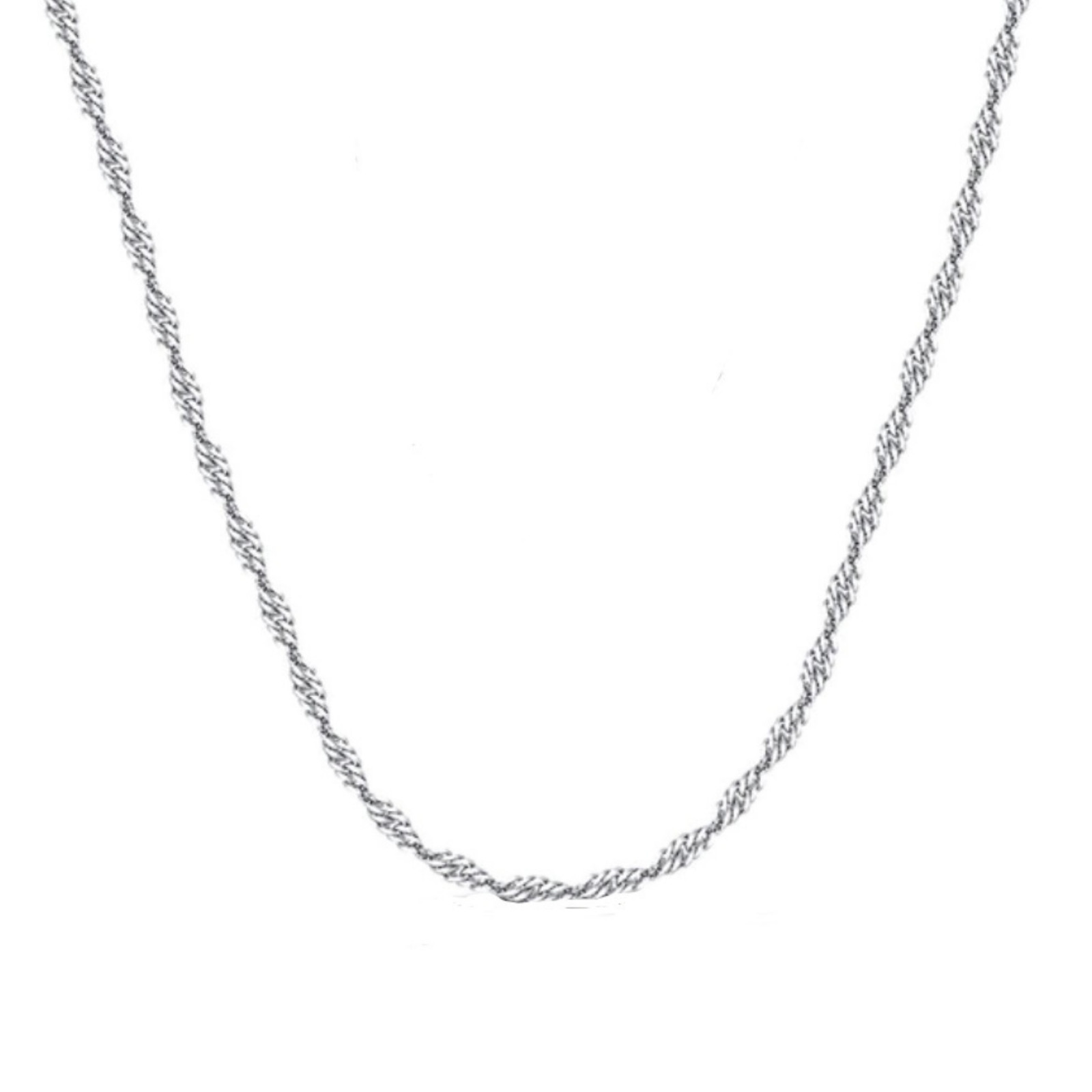 French 1mm Twisted Cable 20 Inch Chain Necklace Sterling Silver
