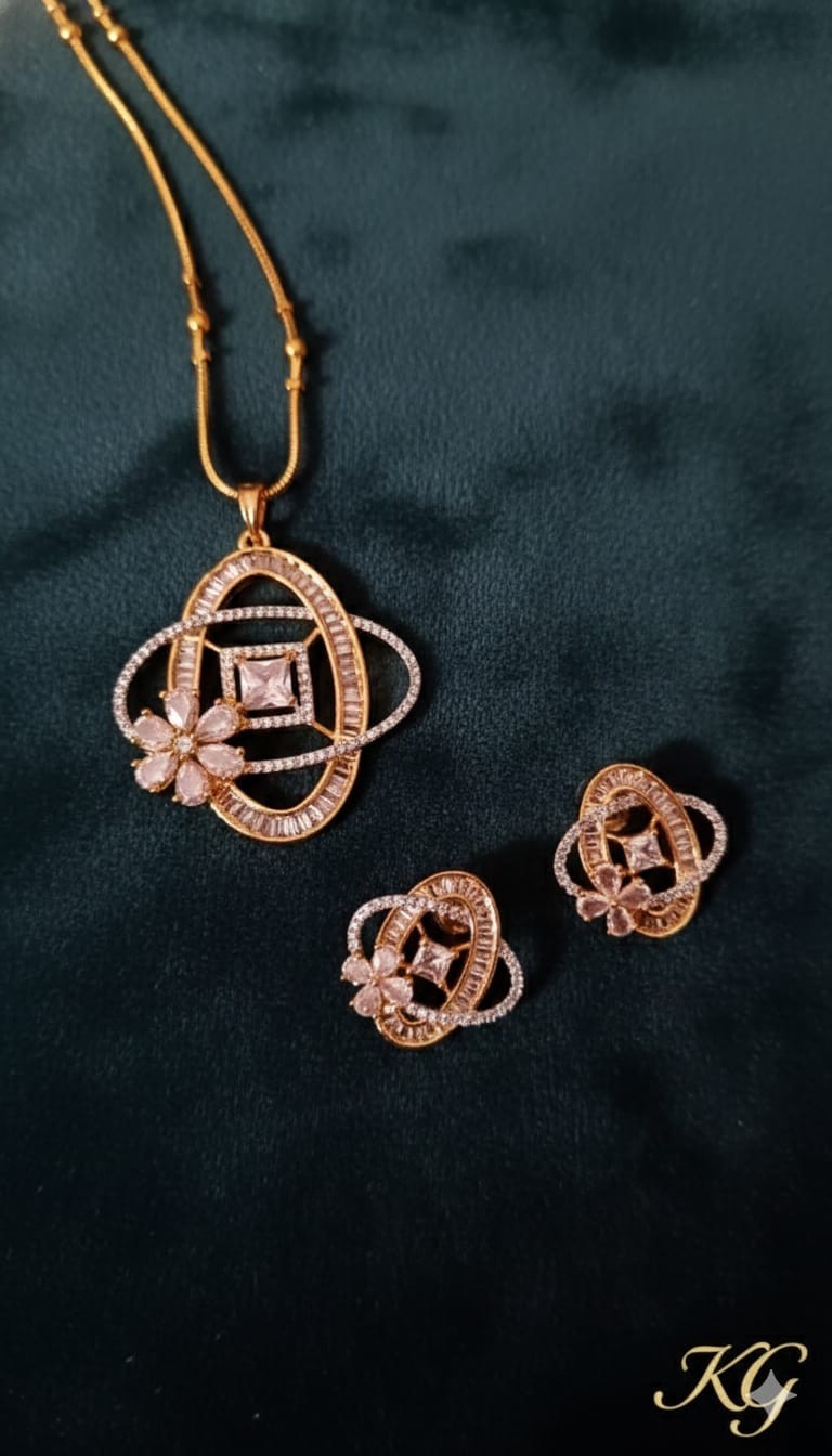 Exclusive High-Quality Chain Set with Pendant & Earrings | E – Handmade in India