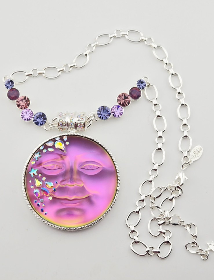 Kirks Folly Mystic Fairy Seaview Moon 50mm Enhancer Crystal Necklace ST #84