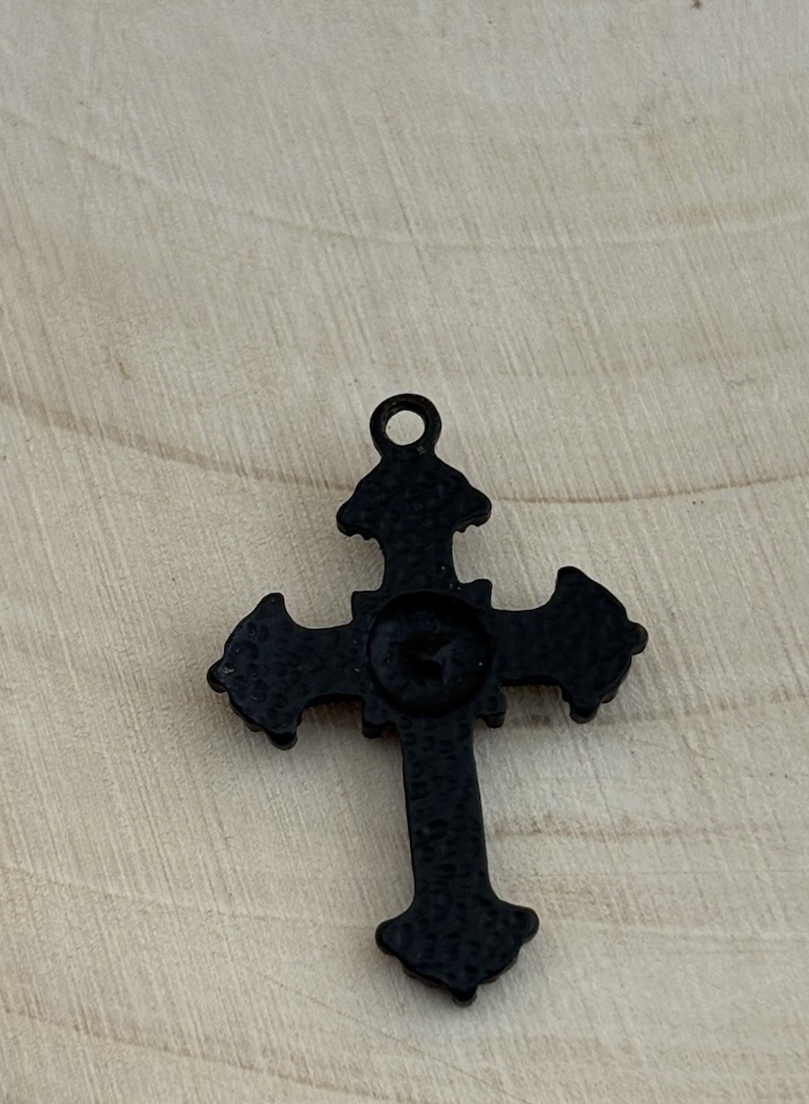 Black Gothic Cross Pendant Black Rhinestones Jewelry Making Charm 1.25 Inch